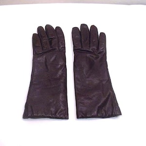 Vintage Mid Century Lined Black Leather Driving Gloves  25 - 310