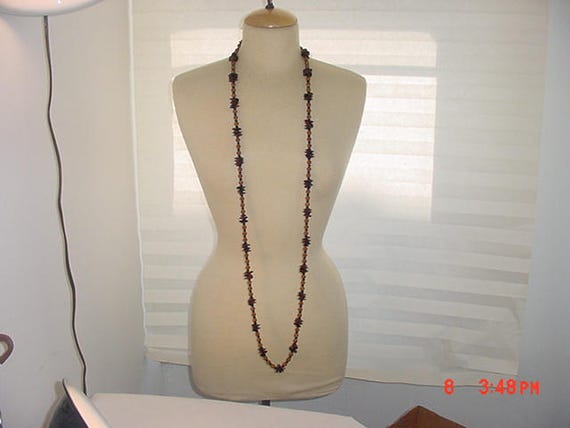 Vintage Brown Plastic Bead Necklace  18 - 282 - image 6