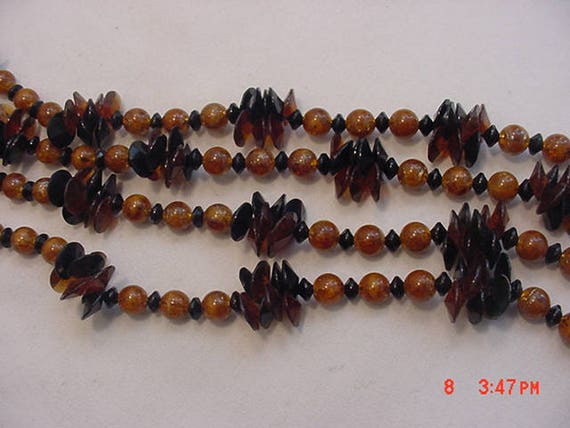 Vintage Brown Plastic Bead Necklace  18 - 282 - image 1
