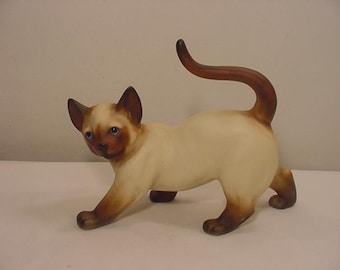ヴィンテージ猫の置物 カントリーアーティスト シャム猫 7インチ 樹脂