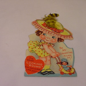 Vintage 1940 Valentine Day Stand Up Card With Real Feather No 2 HAS 42 image 1