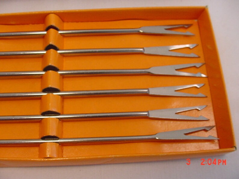 Vintage Set Of Six Stainless Steel Fondue Forks 16-388