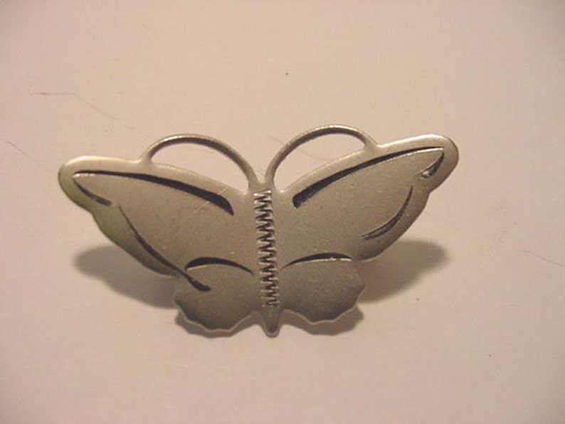 Vintage Silver Tone Metal Butterfly Brooch 12 537 image 3