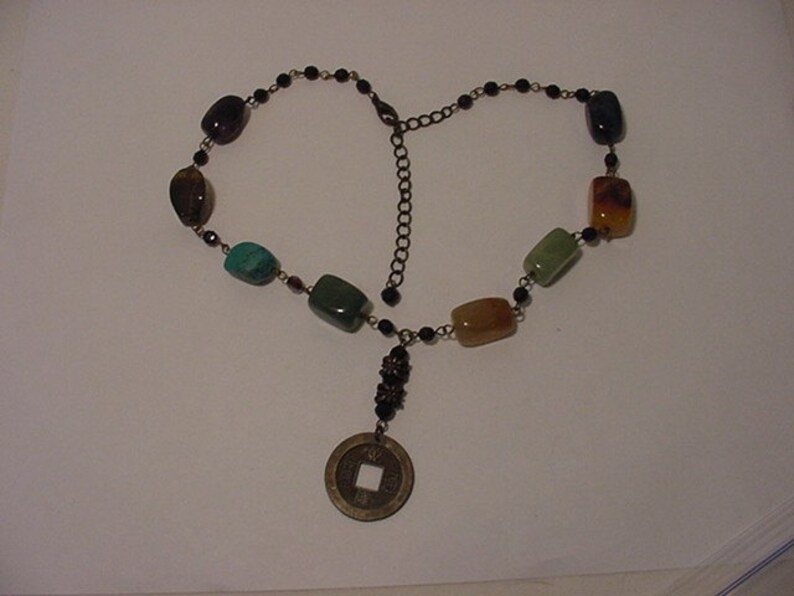 Vntage Made In India Polished Stone Necklace 11 297 image 1