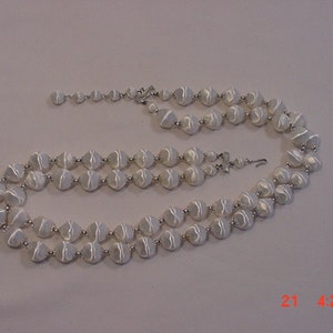 Vintage Adjustable Two Strand White Plastic Bead Necklace 16 639 image 2