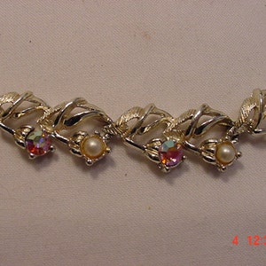 Vintage Rhinestone & Faux Pearl Adjustable Necklace   16 - 738