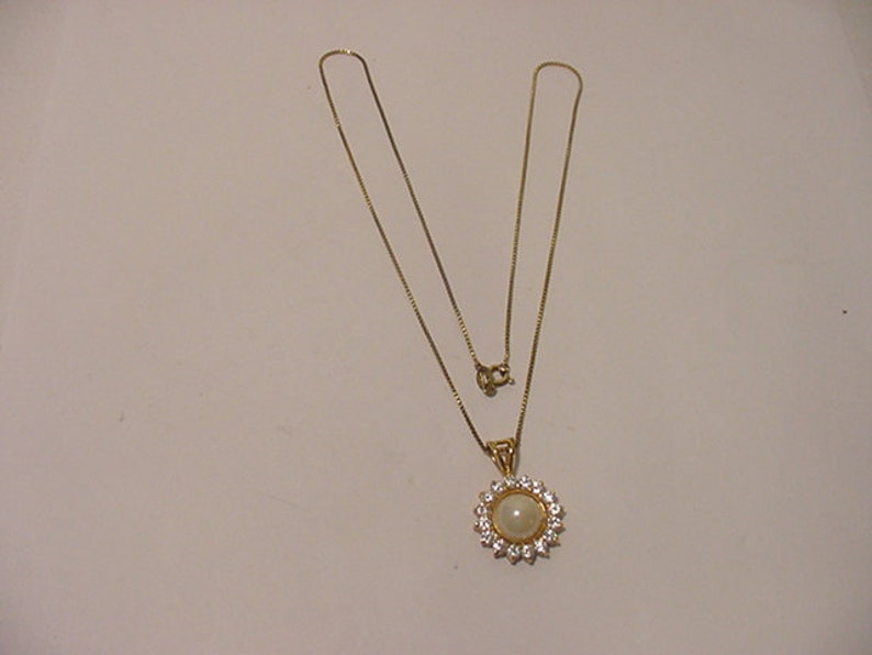 Vintage FAS Italy 925 Rhinestone and Faux Pearl Necklace 12 Etsy