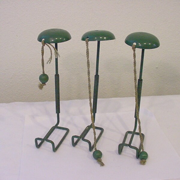 Three Vintage Green Metal Hat Stands   12 - 239