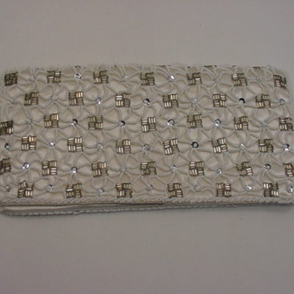 PLEATED METALLIC EVENING CLUTCH main image 0