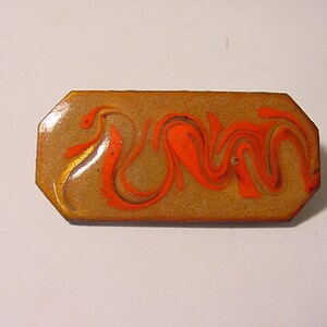 Vintage Enamel Panted Copper  Brooch  11 - 1923