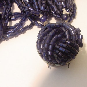 For Parts Only Vintage Navy Blue Glass Bead Necklace   11 - 1263