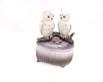 Vintage Mid Century - Sowy - Porcelana - Na nóżkach - Pudełko na drobiazgi 25 - 579