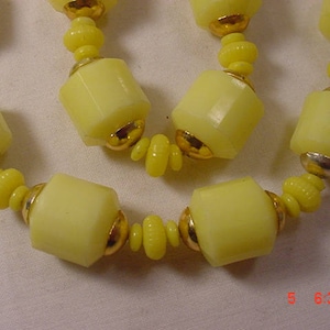 Vintage Yellow Plastic Beads Necklace  18 - 252
