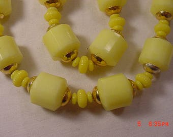 Vintage Yellow Plastic Beads Necklace  18 - 252