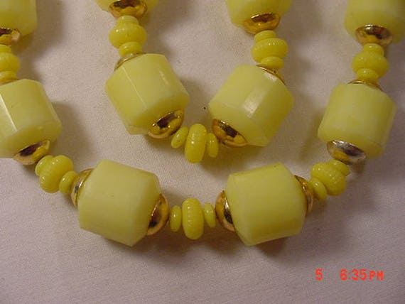 Vintage Yellow Plastic Beads Necklace  18 - 252 - image 1