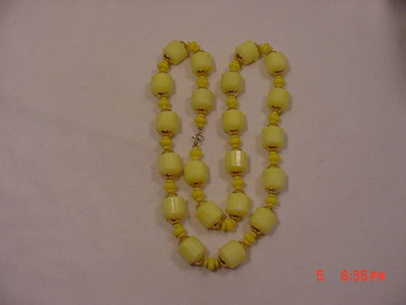 Vintage Yellow Plastic Beads Necklace  18 - 252 - image 2