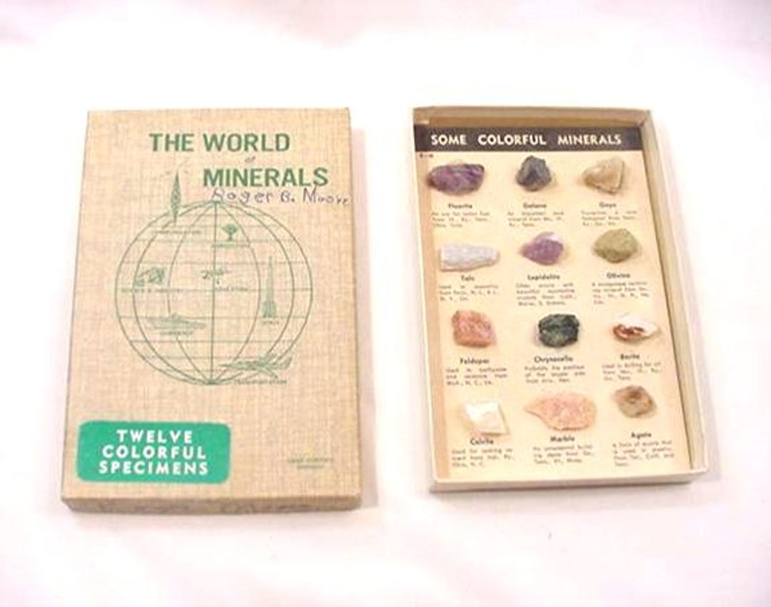 Vintage Mid Century the World of Minerals - Twelve Colorful