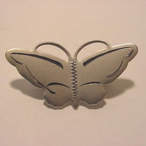 Vintage Silver Tone Metal Butterfly Brooch 12 537 image 2