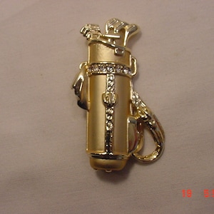 Vintage Rhinestone Accented Golf Bag & Clubs Brooch  18 - 740