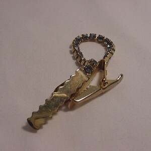 Vintage Baby Blue Rhinestone Sweater Guard Or Holder  14 - 111