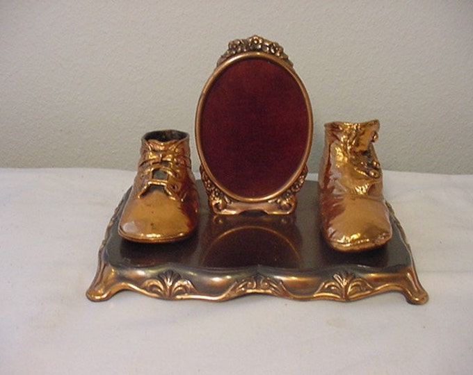 Vintage Bronzed Baby Shoes Picture Frame Display Etsy