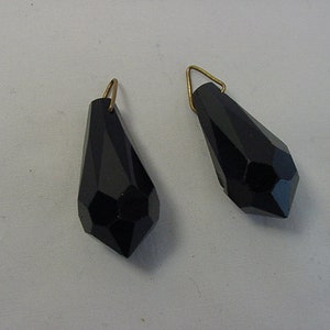 2 Vintage Black Glass Prisms  18 - 1813