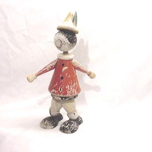 Vintage Mid Century Wood Puss N Boots ?  Toy Figurine - Needs TLC      25 - 354