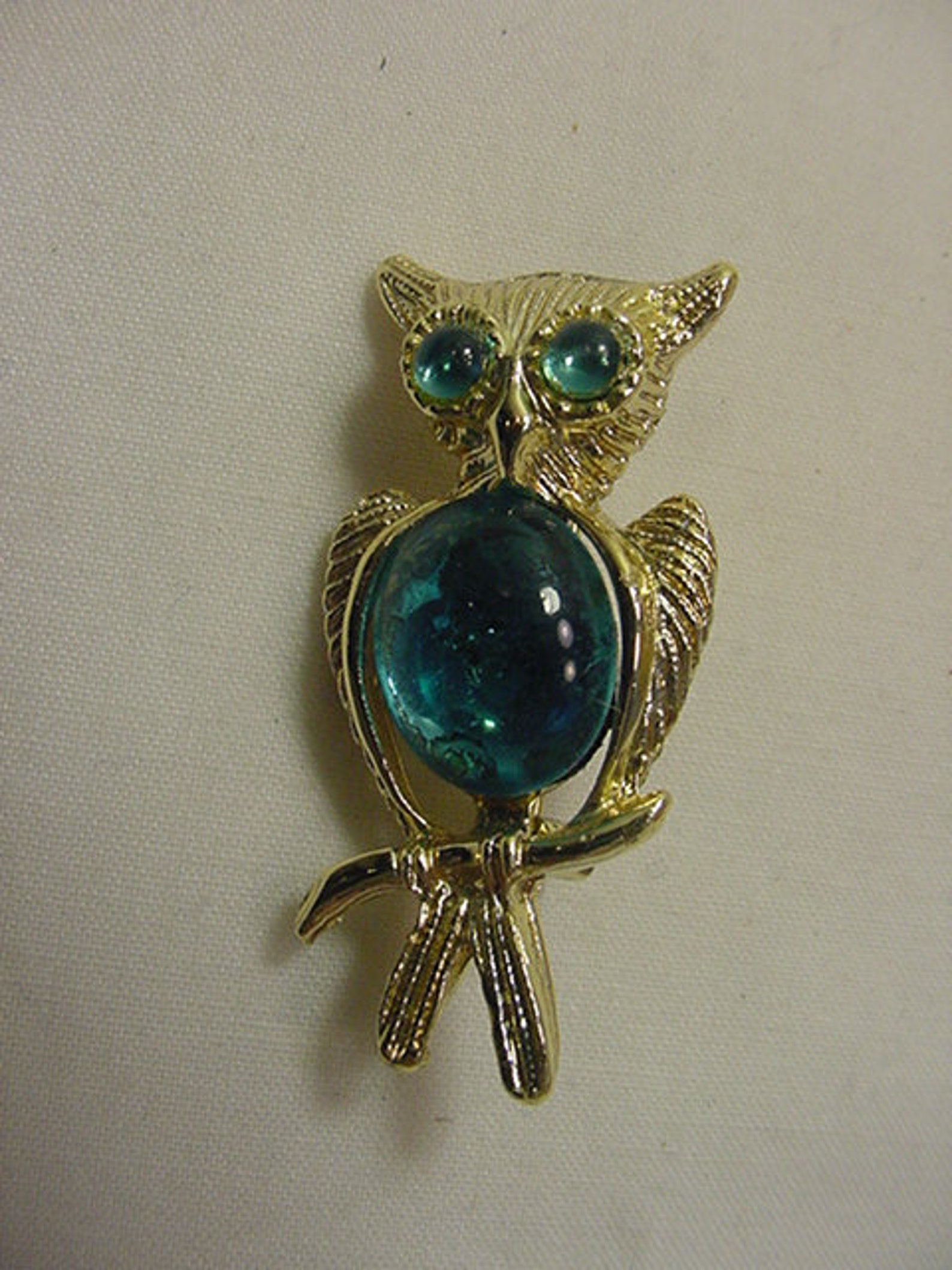 Vintage Blue Rhinestone Accented Owl Brooch 20 84 Etsy