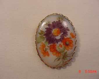 Vintage Flower Blossom Print Brooch  18 - 626