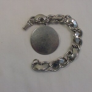 Vintage Silver Tone Metal Quarter Moon Link Bracelet  20 - 141