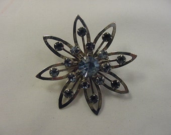 Vintage blau Strass Akzent Brosche 19 - 1054