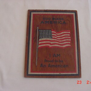 Vintage Wood God Bless America Post Card  18 - 761