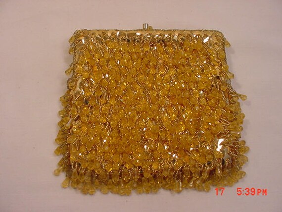 Vintage Hand Made In Hong Kong Gold Sequin & Bead… - image 5