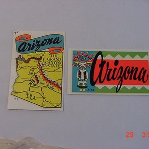 2 Vintage State Of Arizona Souvenir Decals   18 - 1122