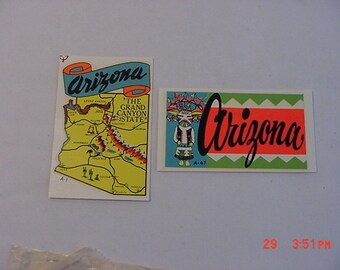 2 Vintage State Of Arizona Souvenir Decals   18 - 1122