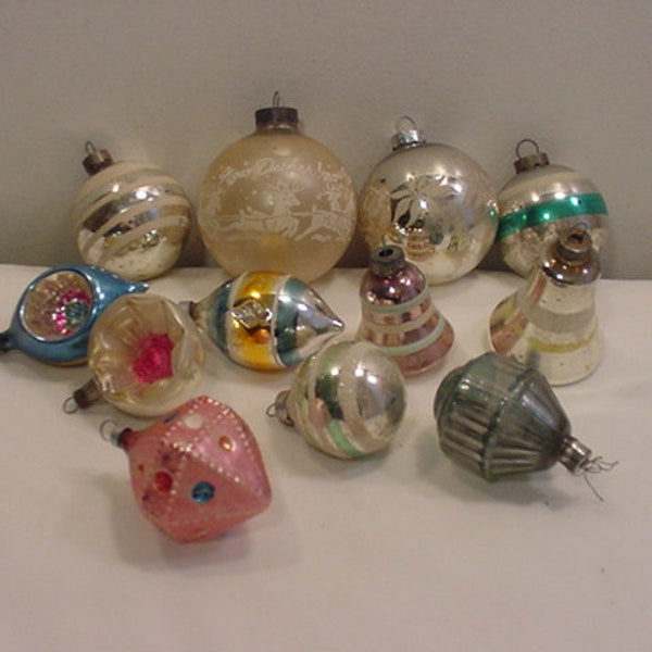 12 Vintage Mercury Ornaments  22 - 248