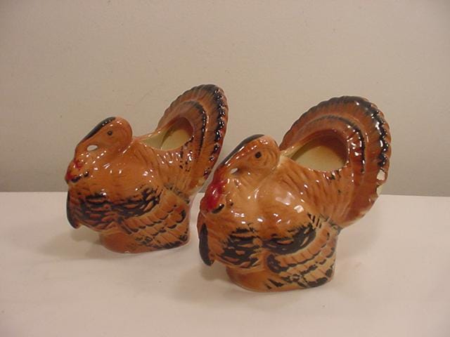 Set Of 2 Vintage Ceramic Turkey Thanksgiving Decorations  25 - 62