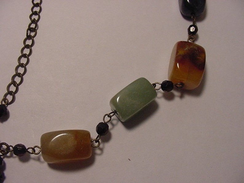 Vntage Made In India Polished Stone Necklace 11 297 image 3