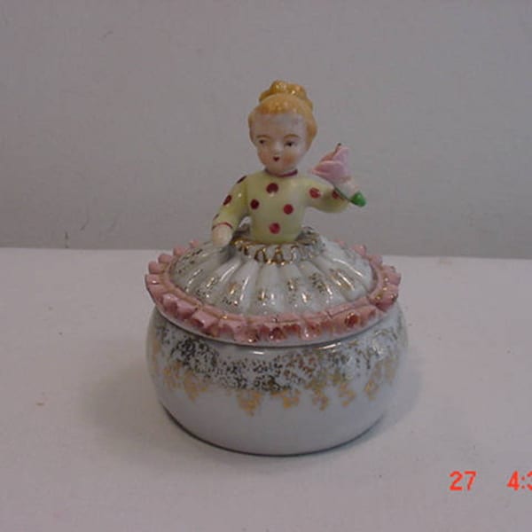 Vintage Little Girl Ceramic Trinket Box  17 - 833