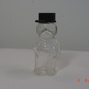 Vintage Dog In Suit & Hat Small Glass Bottle  18 - 1314