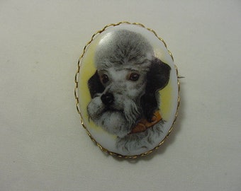 Vintage Poodle Print Brooch  18 - 1743