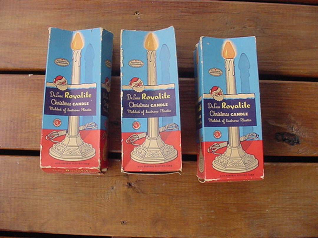 3 Vintage Deluxe Royalite Electric Christmas Candles Molded