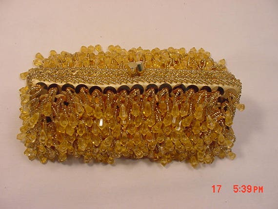 Vintage Hand Made In Hong Kong Gold Sequin & Bead… - image 4