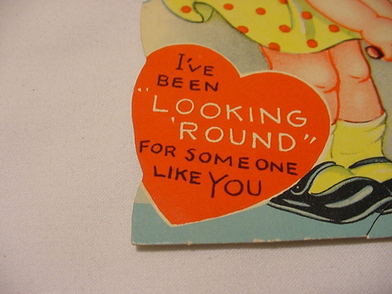 Vintage 1940 Valentine Day Stand Up Card With Real Feather No 2 HAS 42 image 2