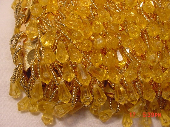 Vintage Hand Made In Hong Kong Gold Sequin & Bead… - image 2