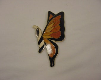 Large Vintage Plastic & Wood Inlay? Butterfly Brooch   21 - 169