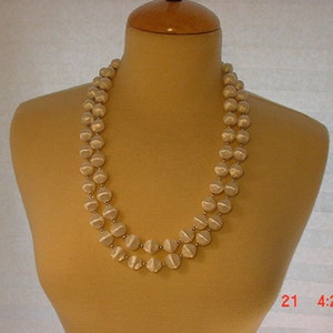 Vintage Adjustable Two Strand White Plastic Bead Necklace 16 639 image 5