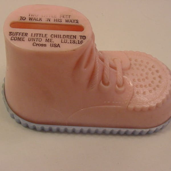 Vintage Plastic Baby Shoe / Bootie Coin Bank  20 - 72