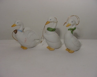 Set Of 3 Vintage Porcelain Homeco Christmas Geese  23 - 236