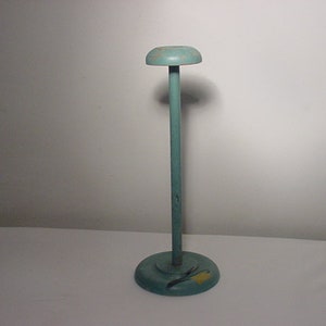 Vintage Wood Painted Store Display Hat Stand With Flower Motif  24 - 119